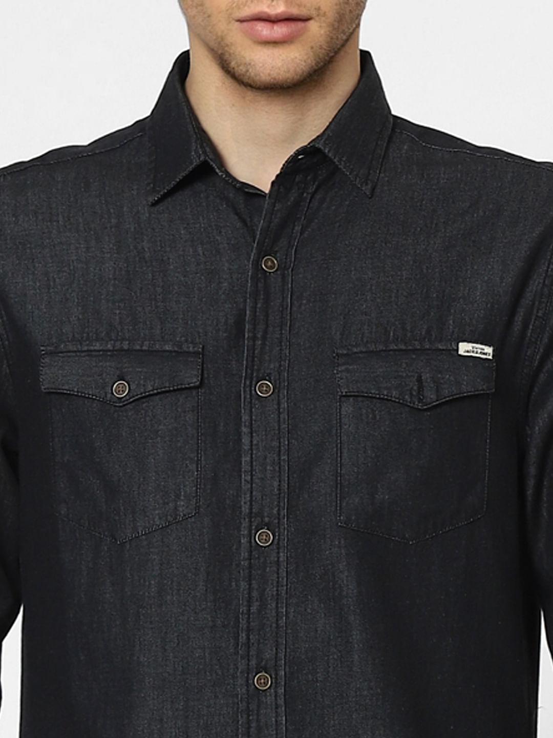 Black Denim Full Sleeves Shirt