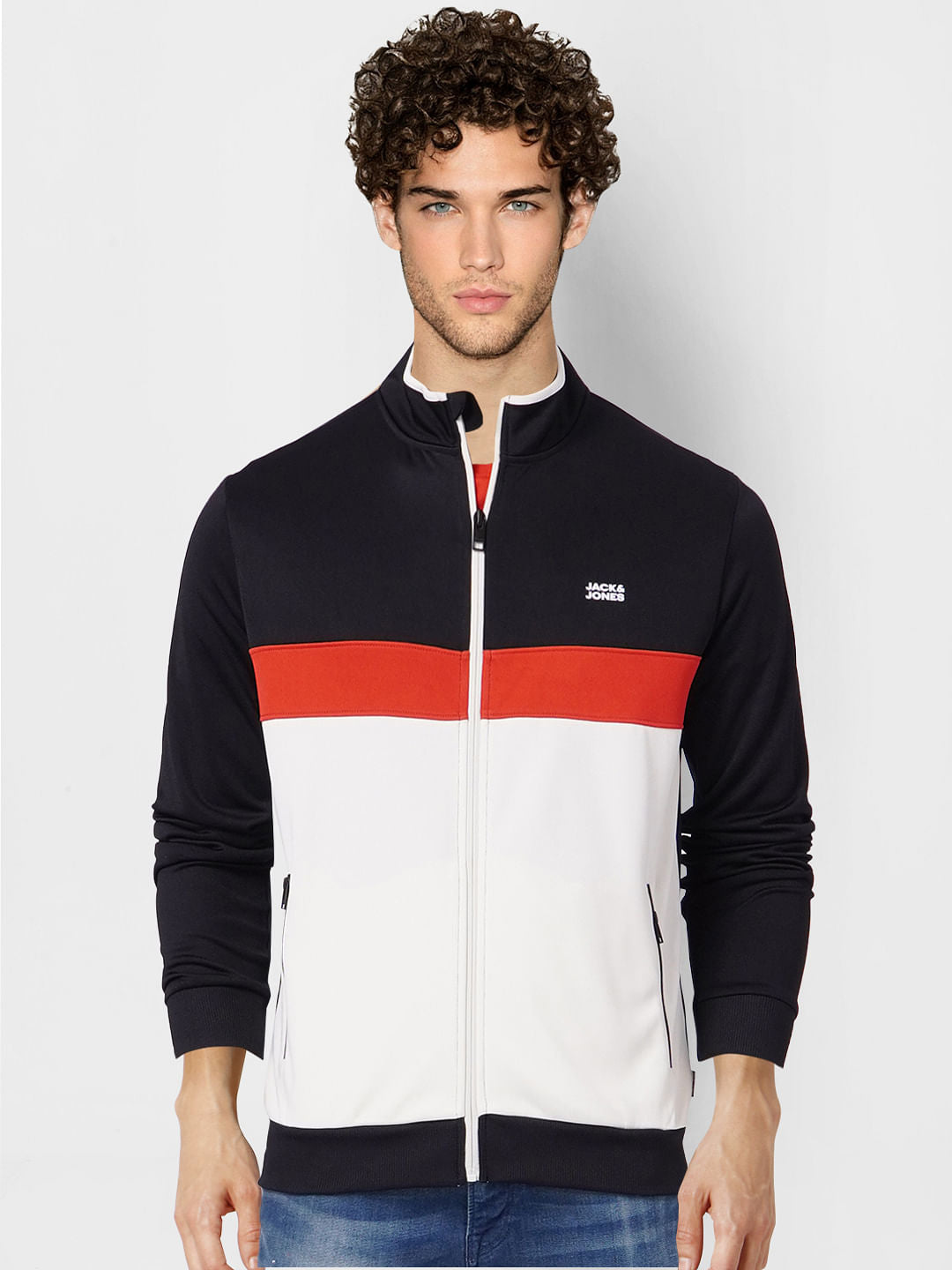 White Colourblocked Track Jacket
