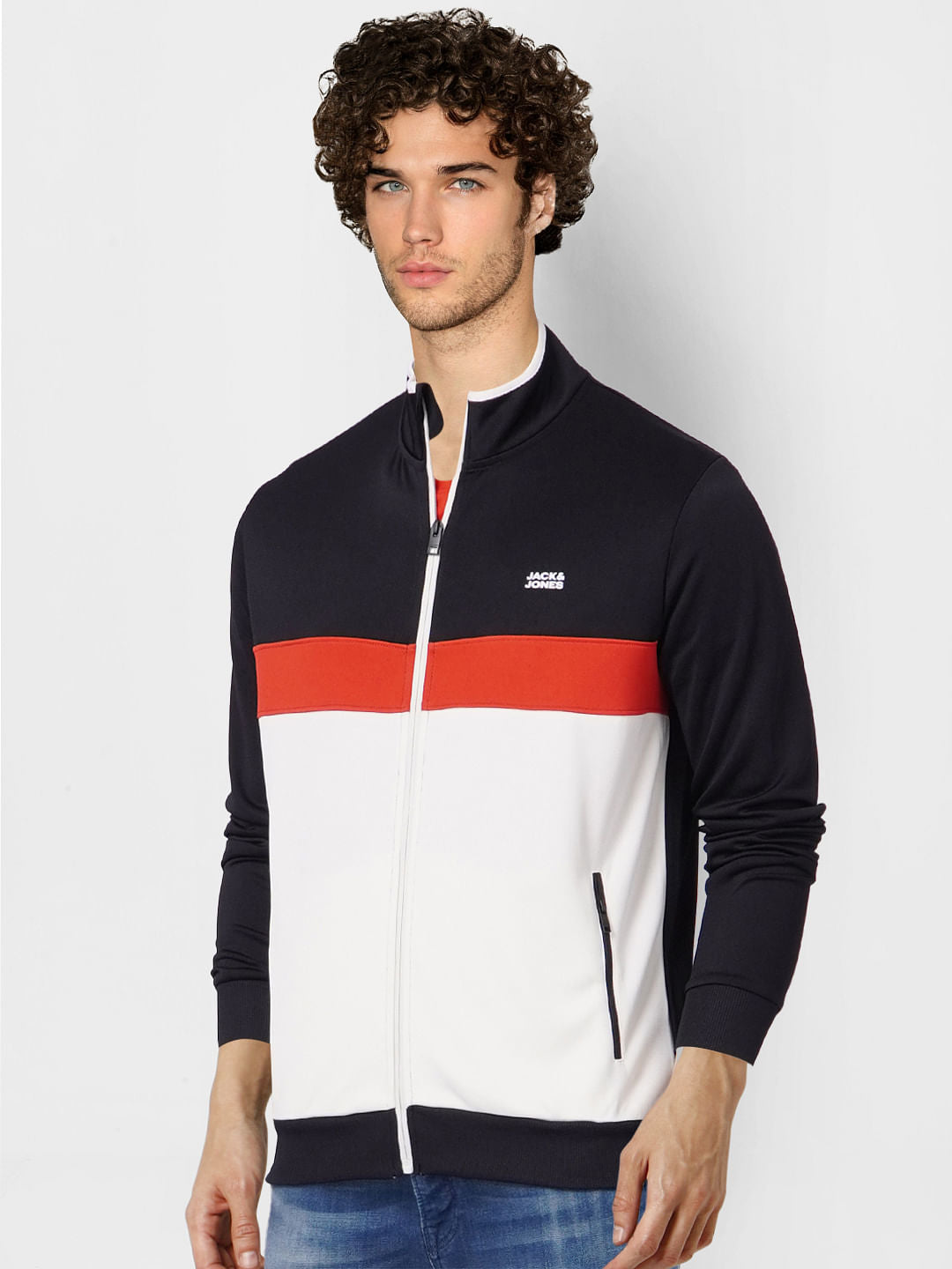 White Colourblocked Track Jacket