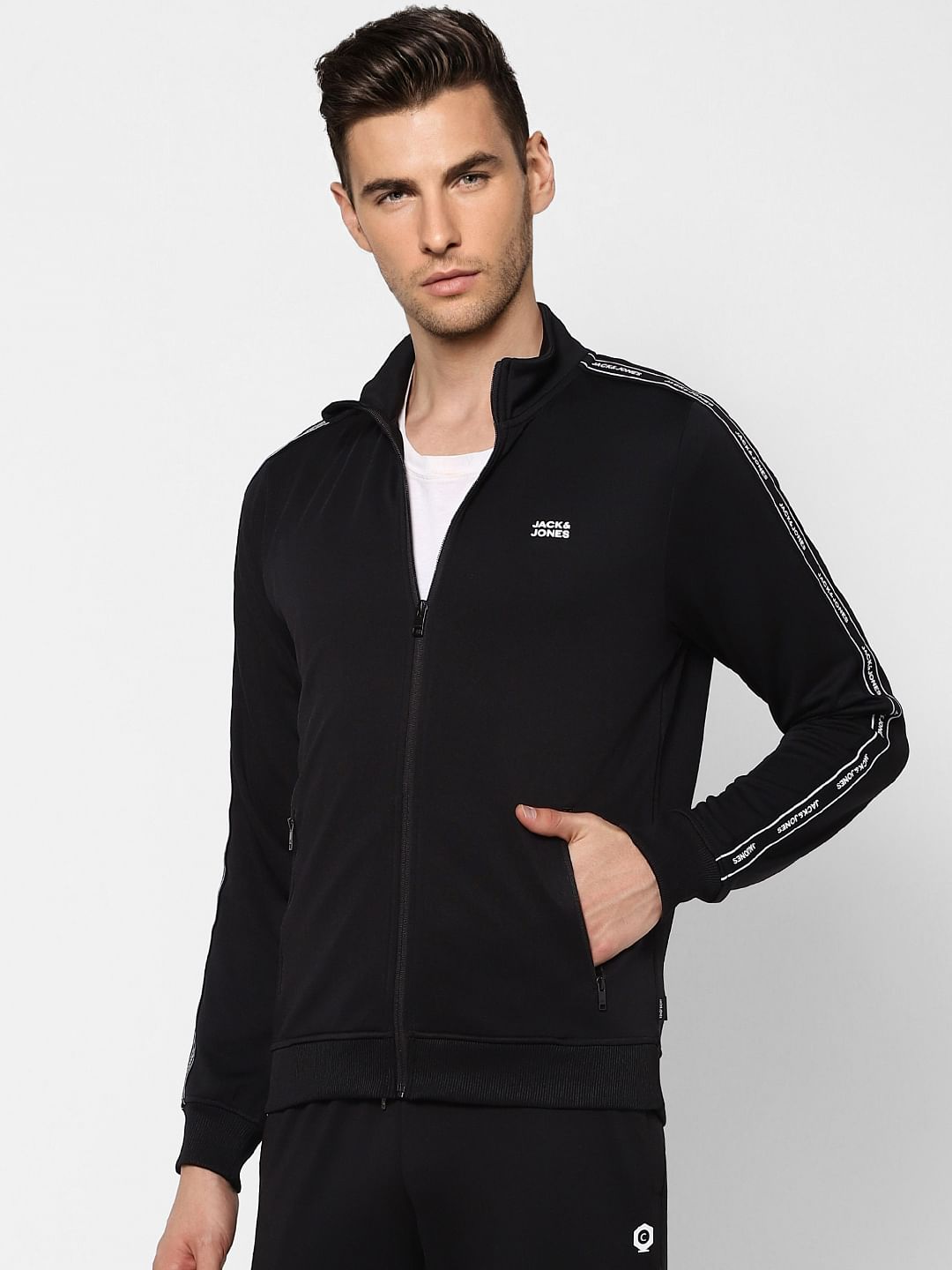 Black Tape Detail Track Jacket
