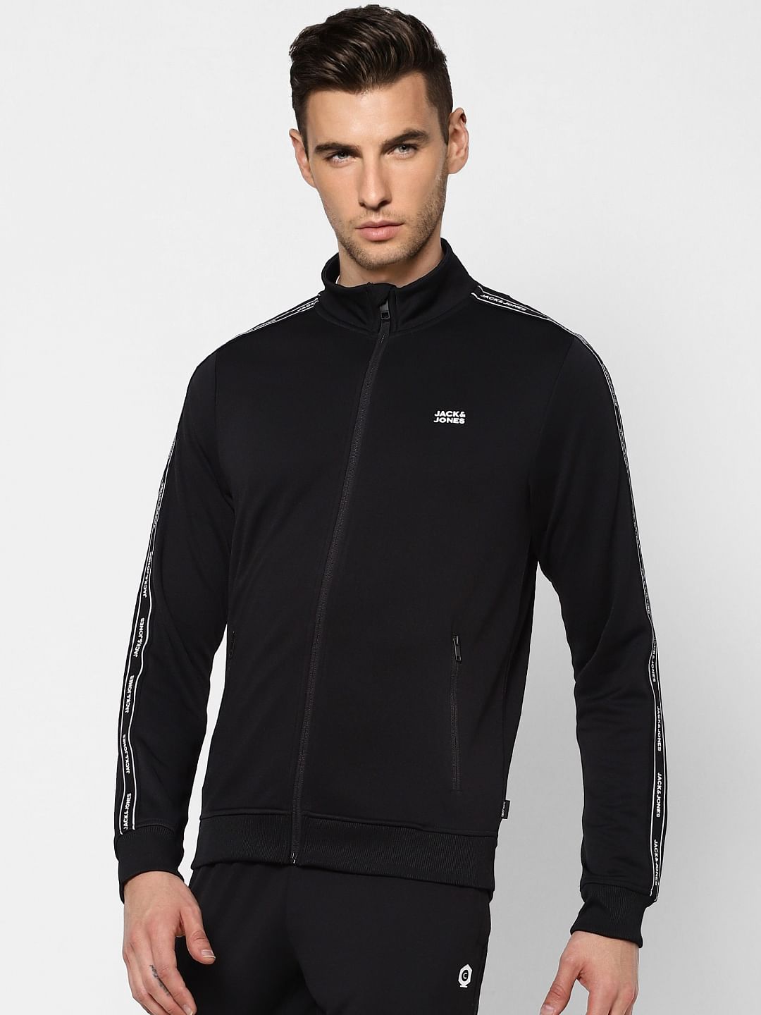 Black Tape Detail Track Jacket