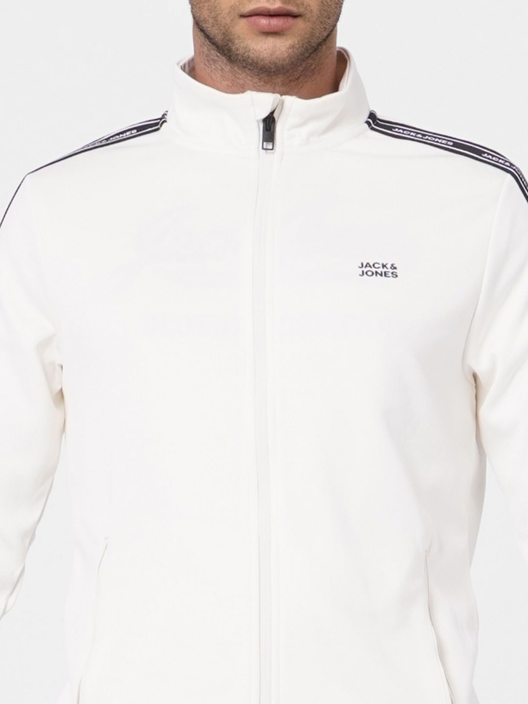 White High Neck Tape Detail Sweatshirt