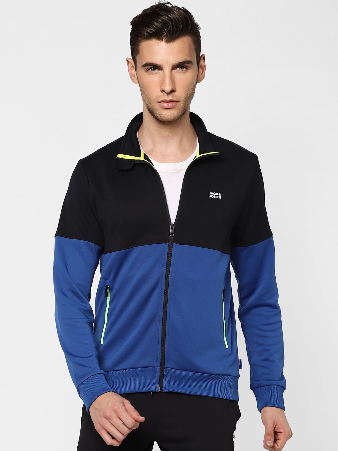 Blue Colourblocked Track Jacket