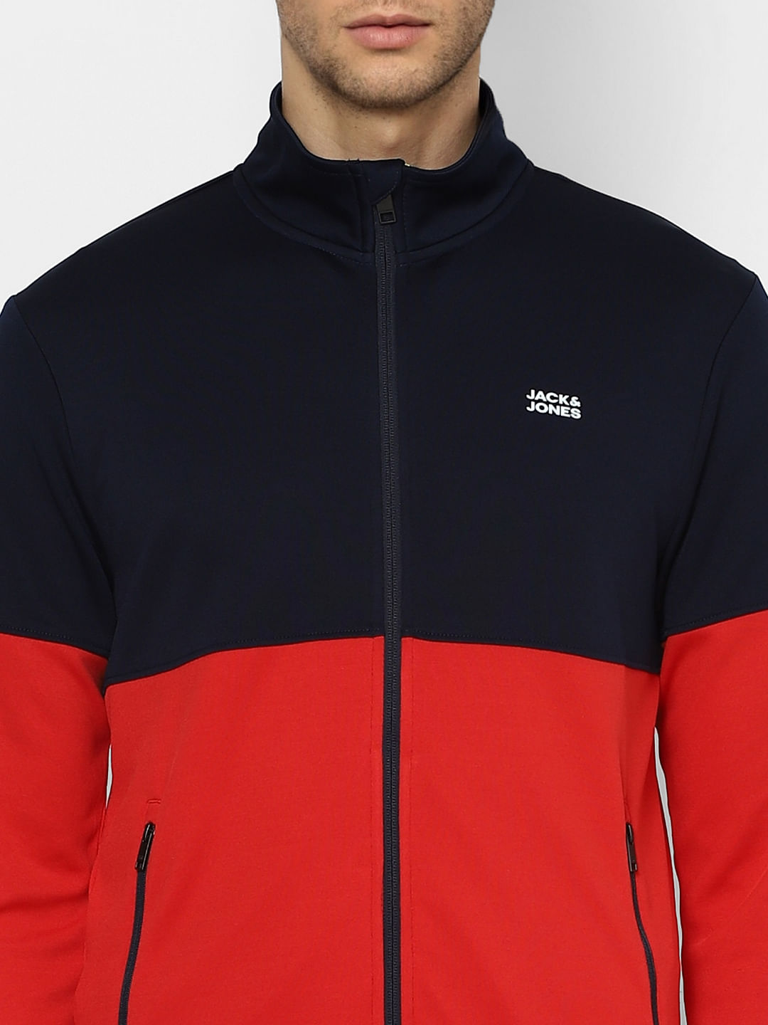 Red Colourblocked Track Jacket