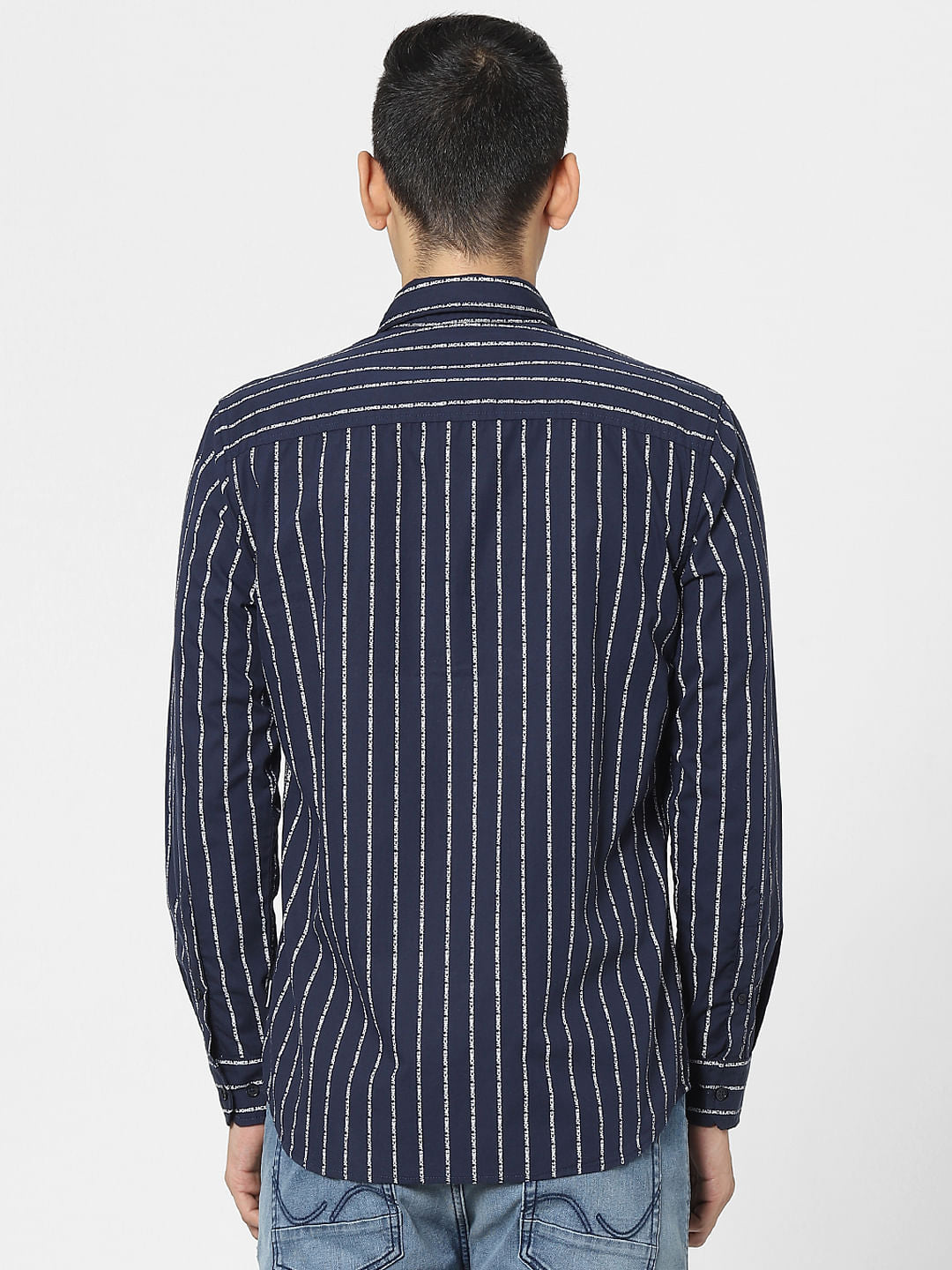Blue Full Sleeves Striped Shirt