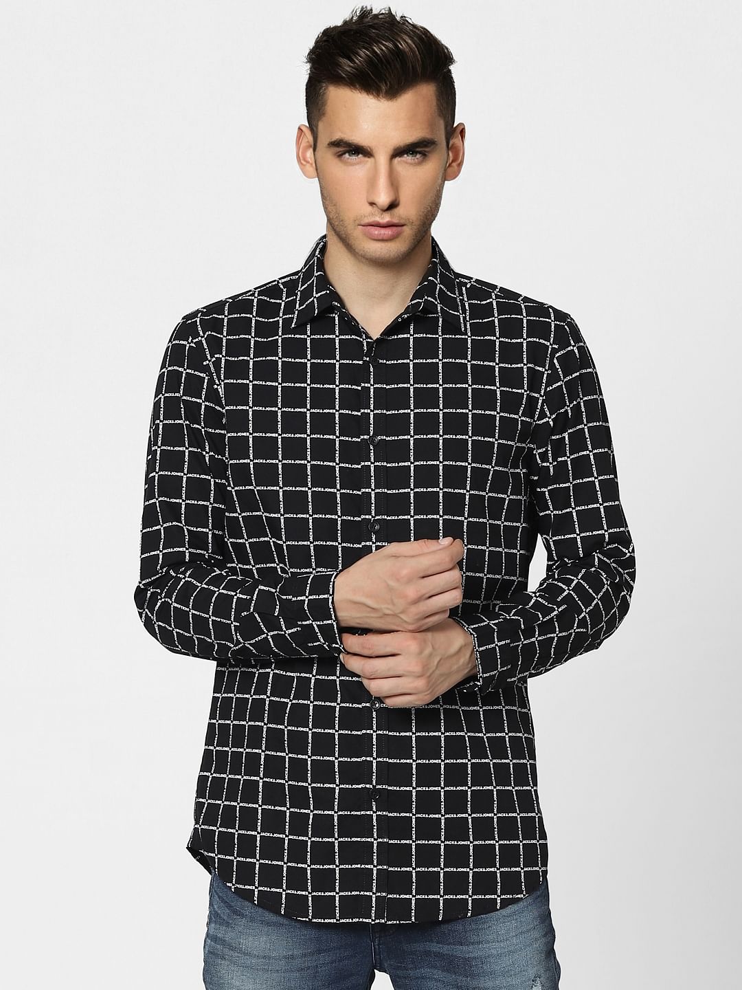 Black Check Full Sleeves Shirt