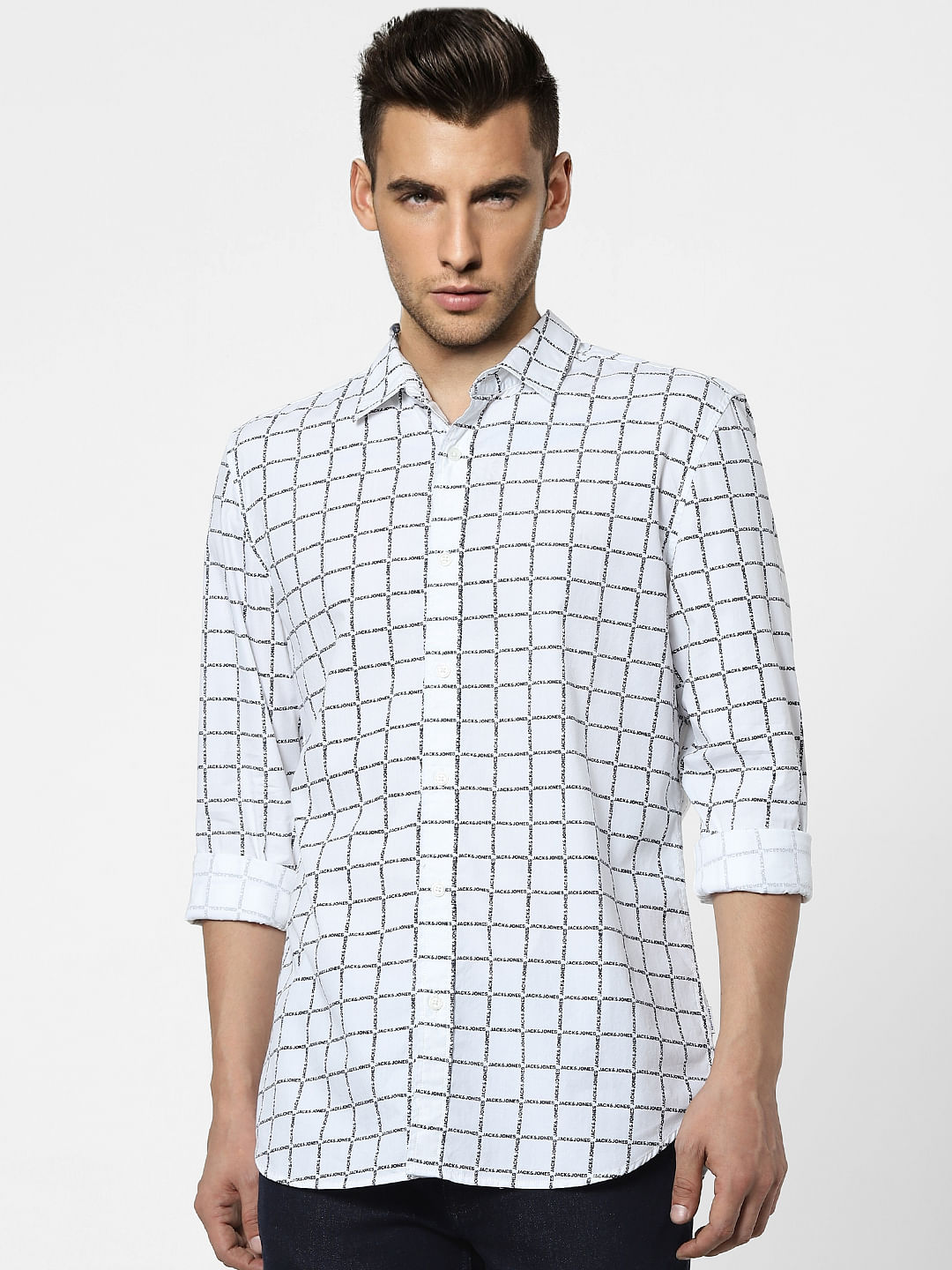 White Checks Full Sleeves Shirt