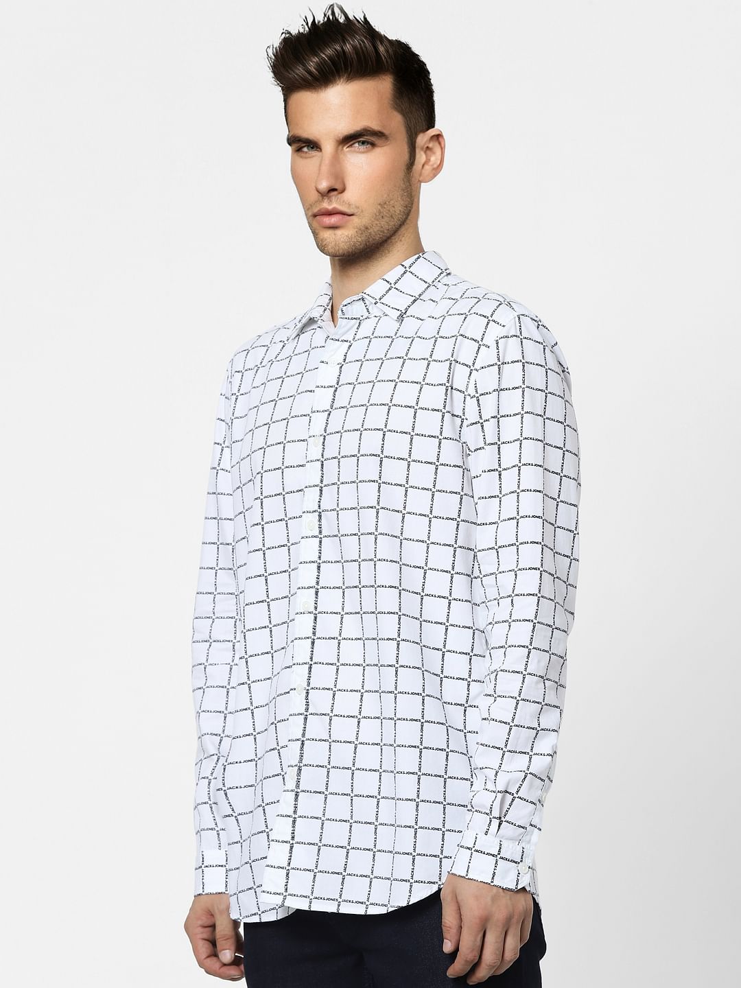 White Checks Full Sleeves Shirt