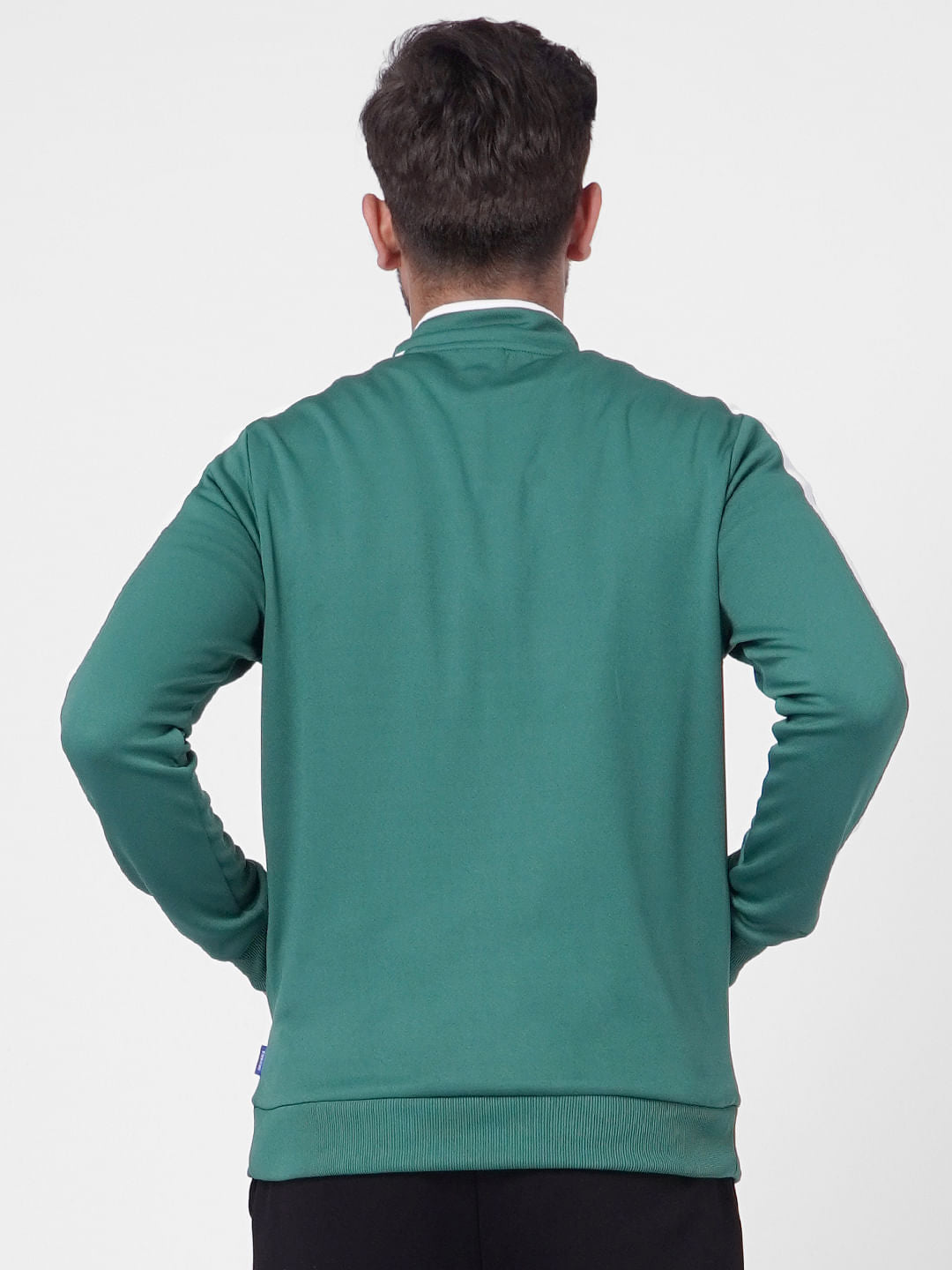 Green High Neck Zip Up Sweatshirt
