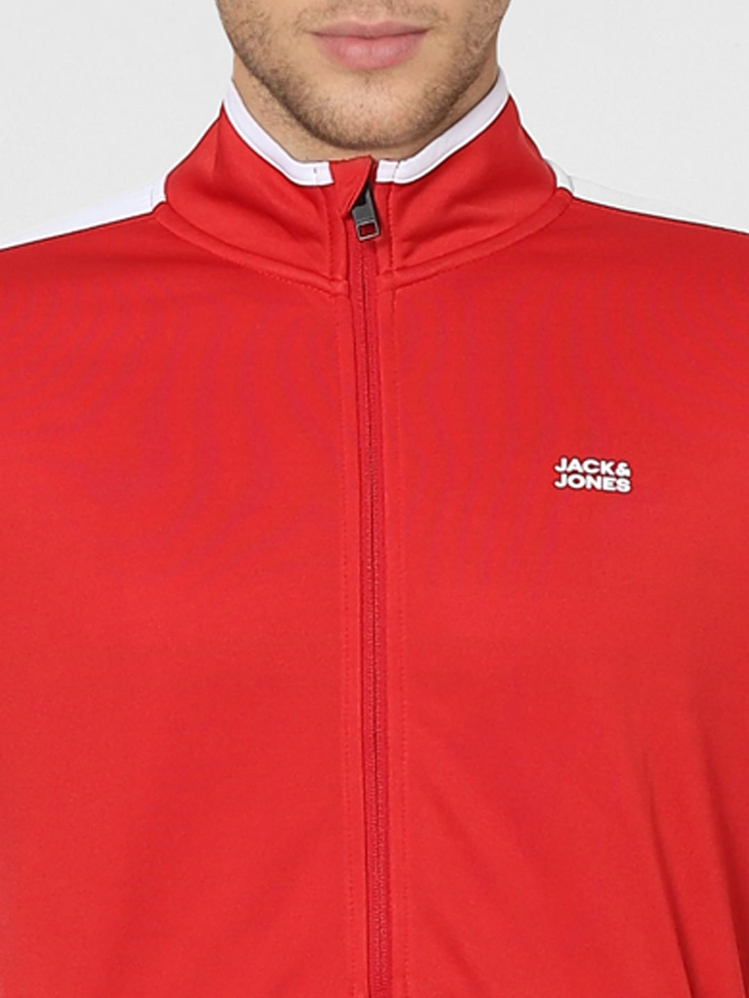 Red High Neck Zip Up Track Jacket