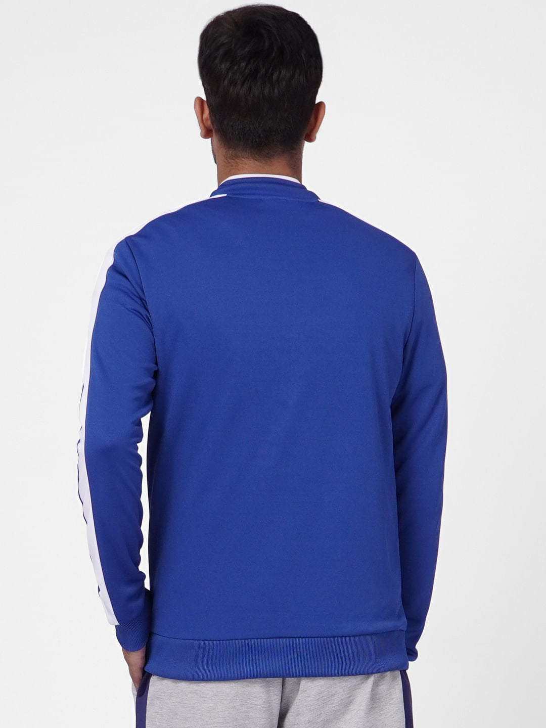 Blue High Neck Zip Up Sweatshirt