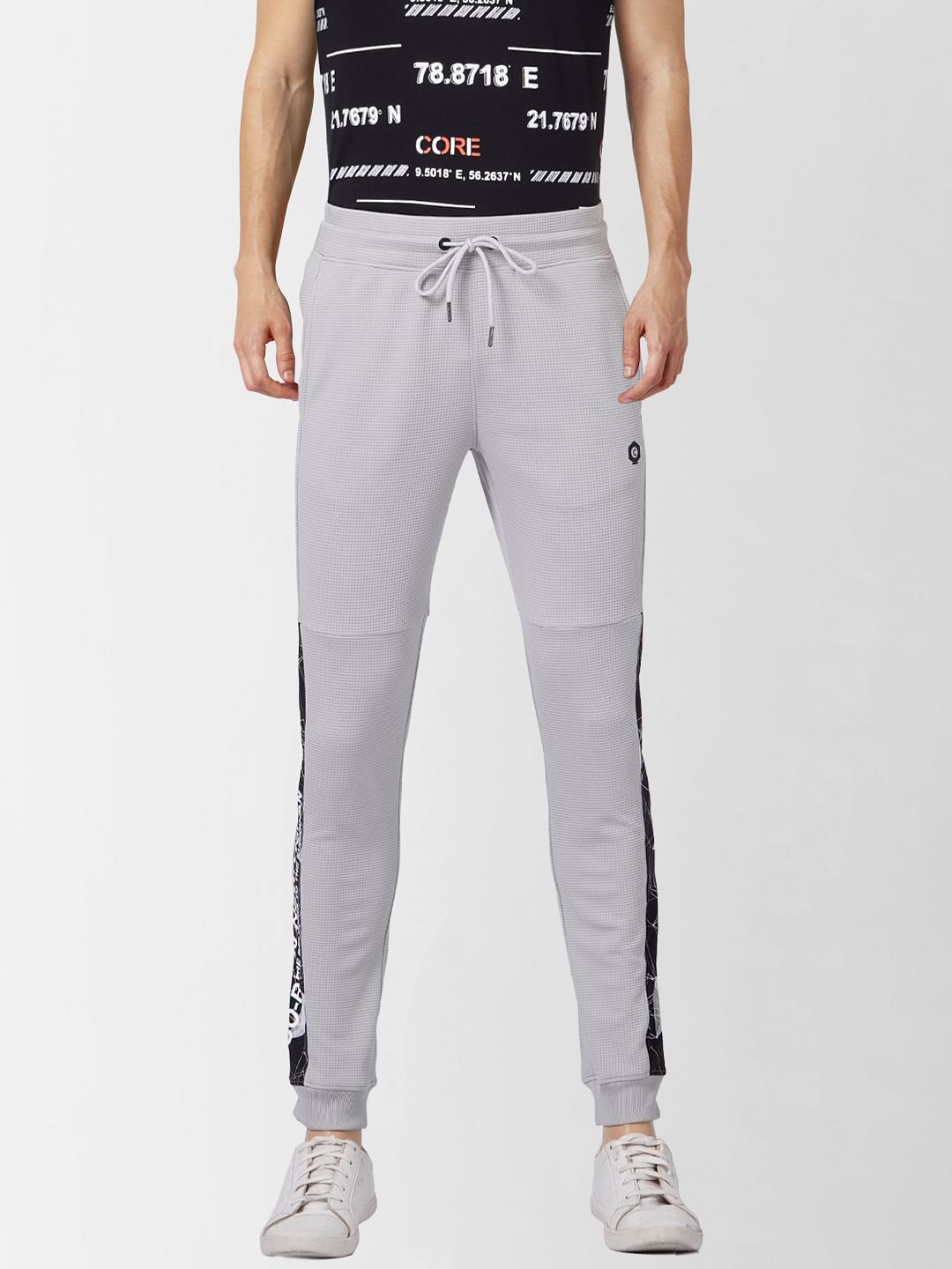 Grey High Rise Graphic Print Sweatpants
