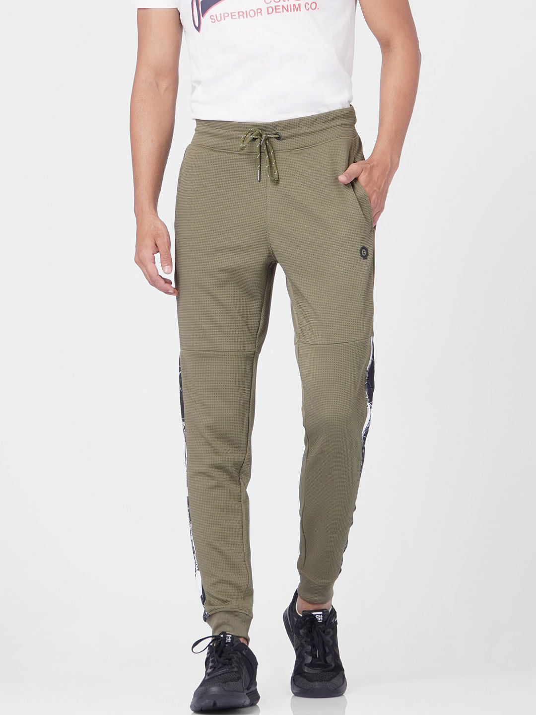 Green Tape Detail Sweatpants