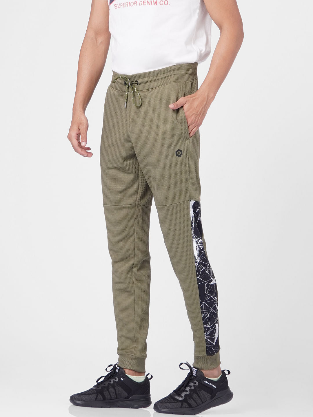 Green Tape Detail Sweatpants