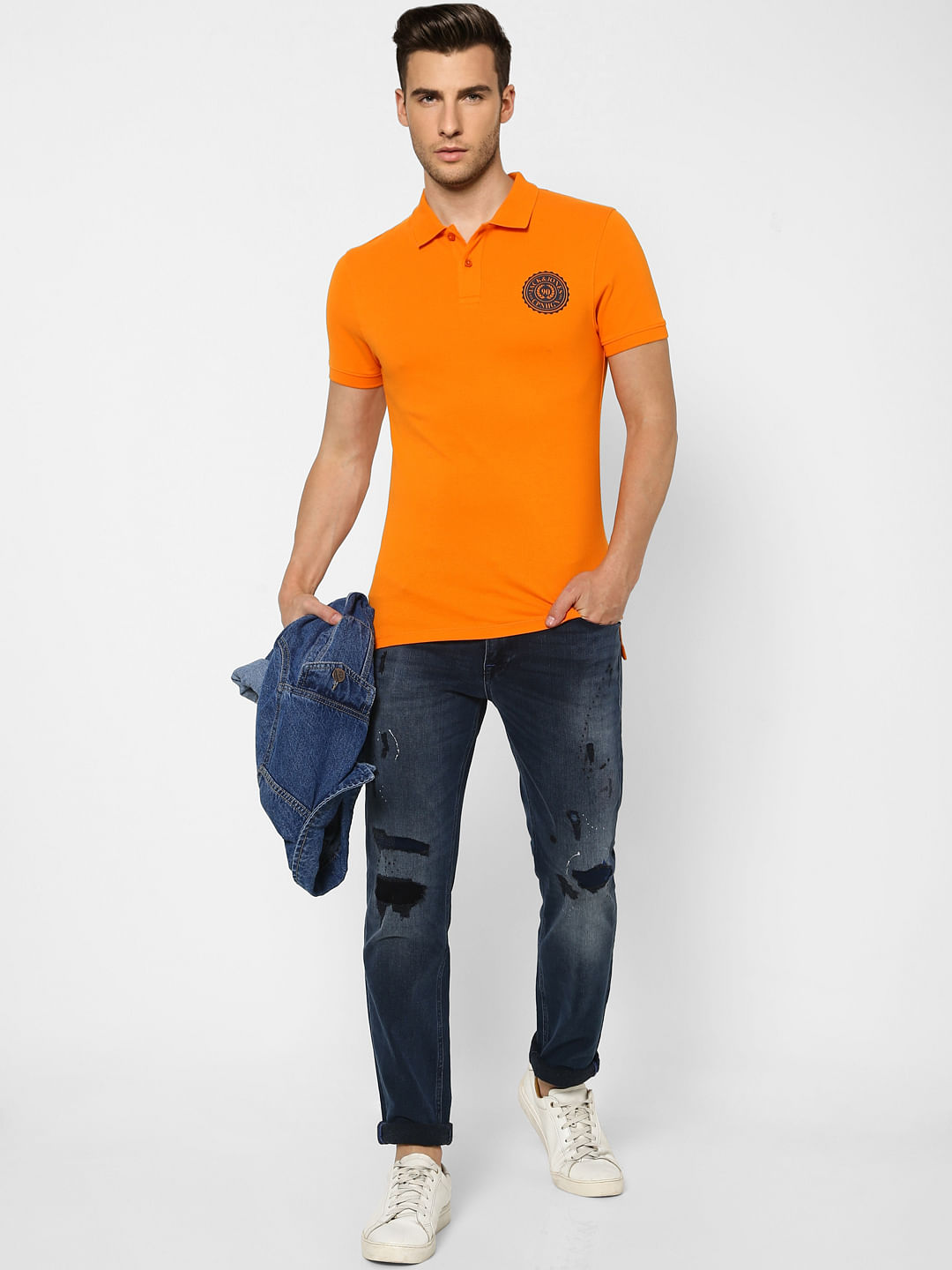 Orange Polo Neck T-shirt
