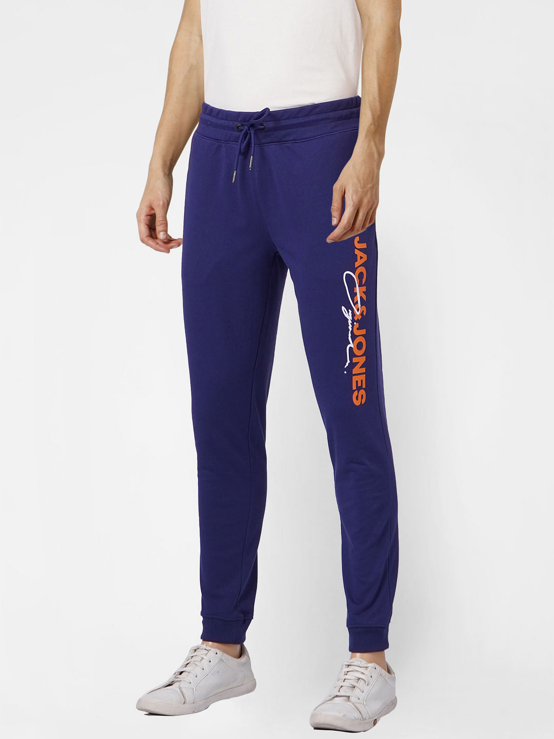 Blue High Rise Logo Print Sweatpants