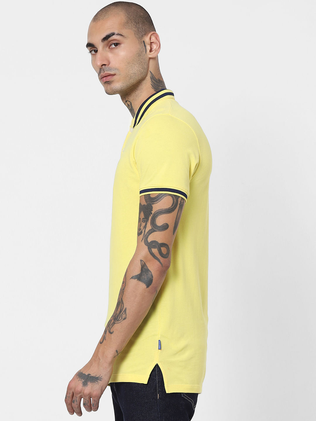 Yellow Contrast Tipping Polo T-shirt