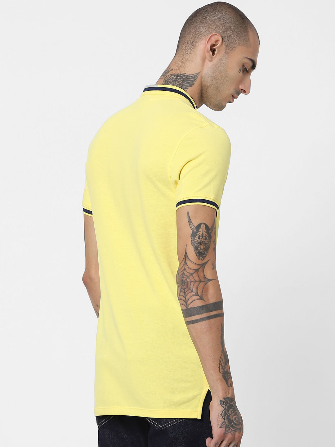 Yellow Contrast Tipping Polo T-shirt
