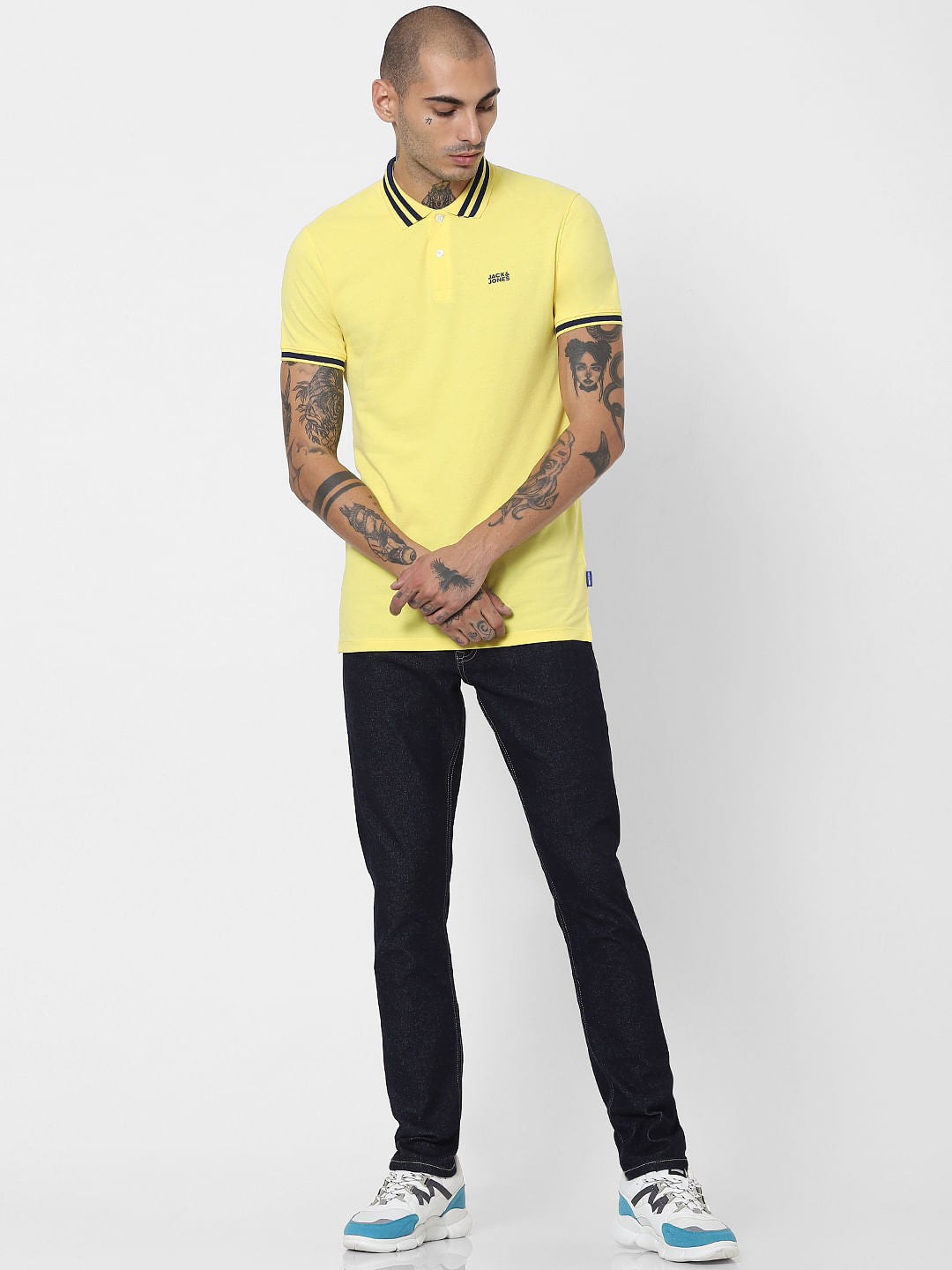 Yellow Contrast Tipping Polo T-shirt