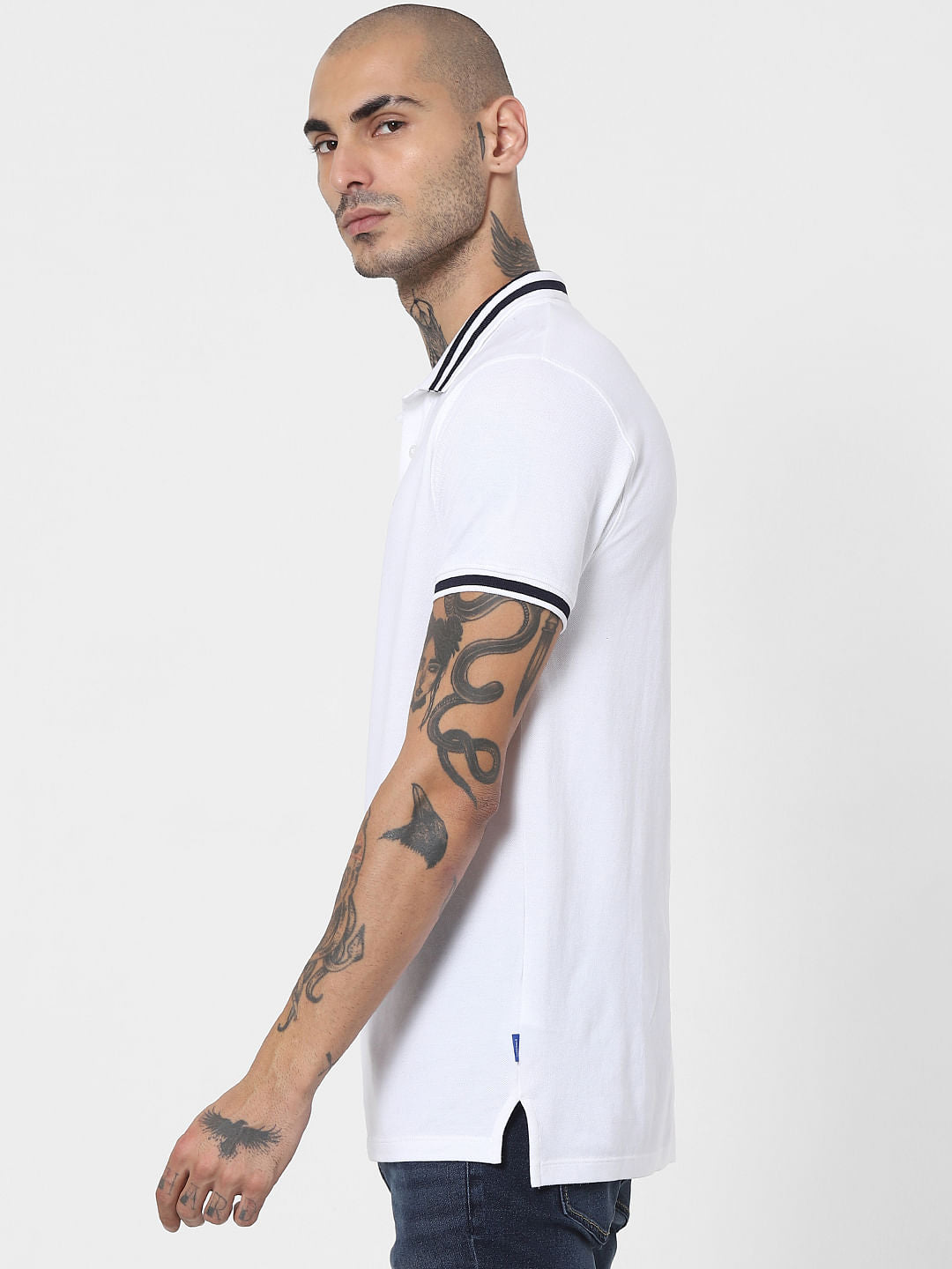 White Contrast Tipping Polo T-shirt