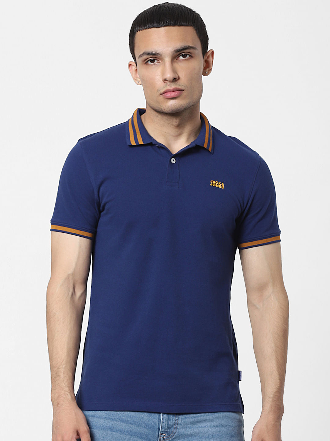 Blue Contrast Tipping Polo T-shirt