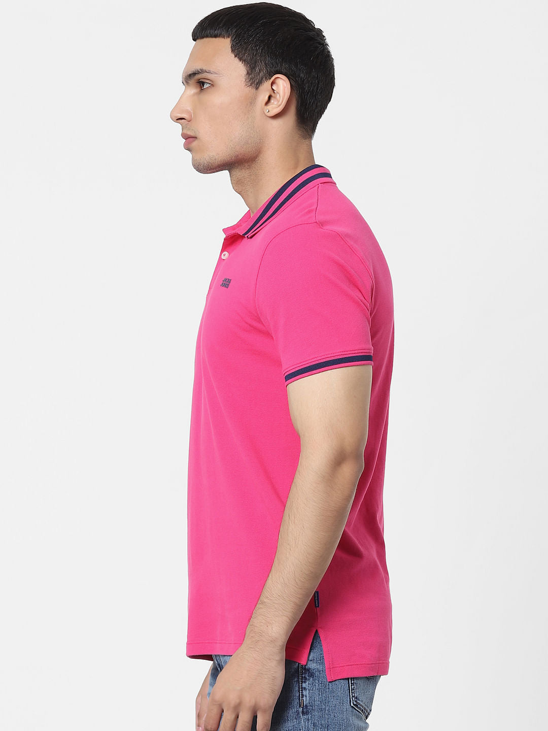 Pink Contrast Tipping Polo T-shirt