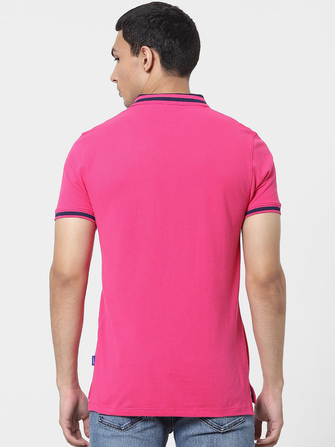 Pink Contrast Tipping Polo T-shirt