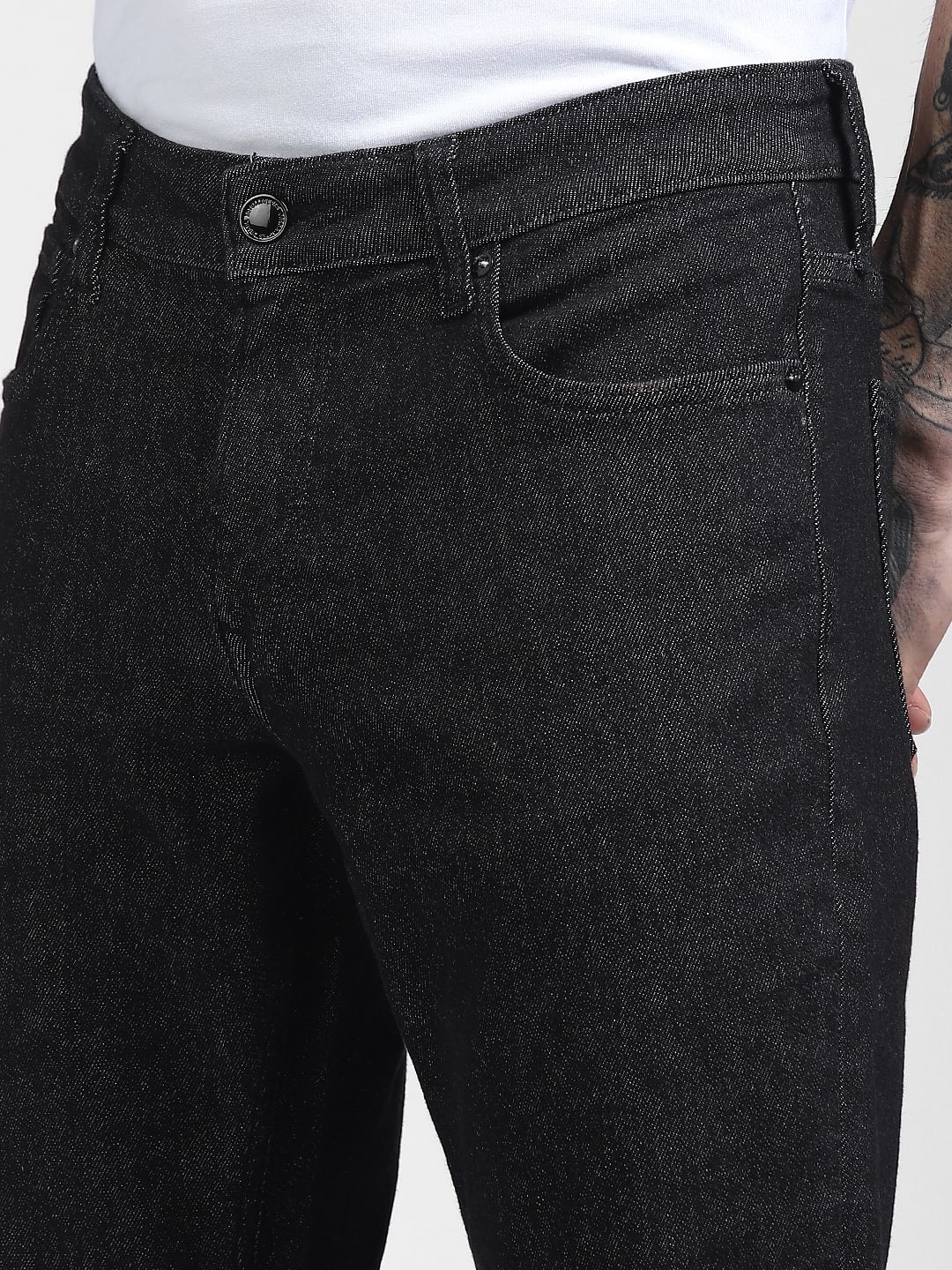 Black Mid Rise Clark Straight Jeans