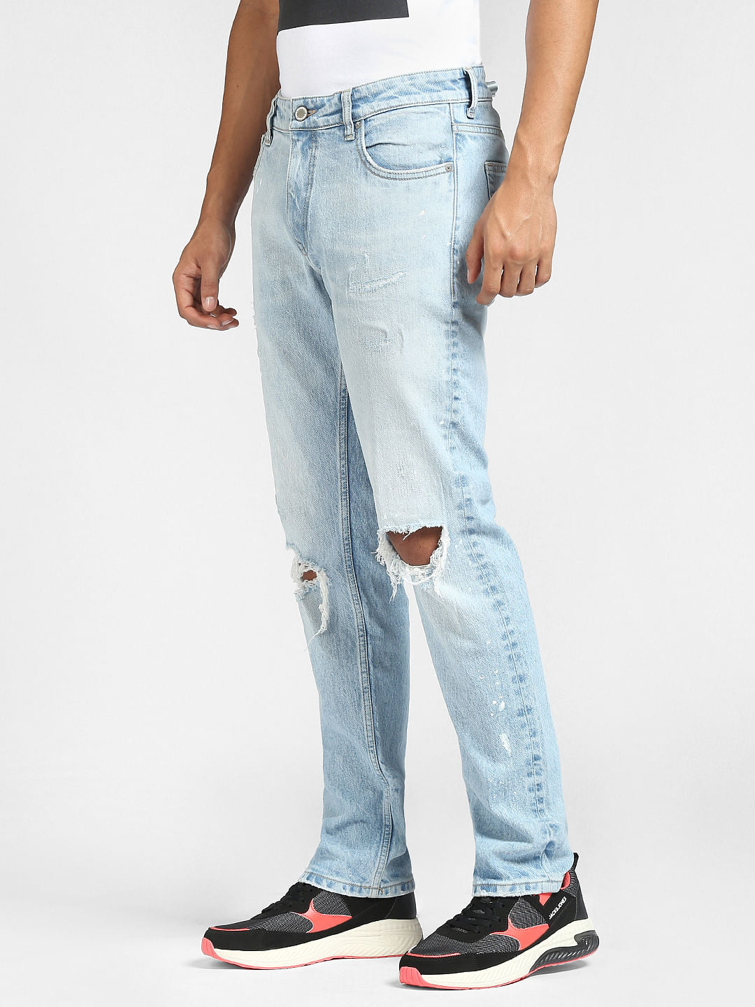 Blue Low Rise Tim Slim Ripped Jeans