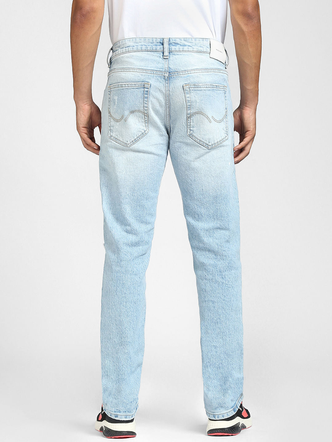 Blue Low Rise Tim Slim Ripped Jeans