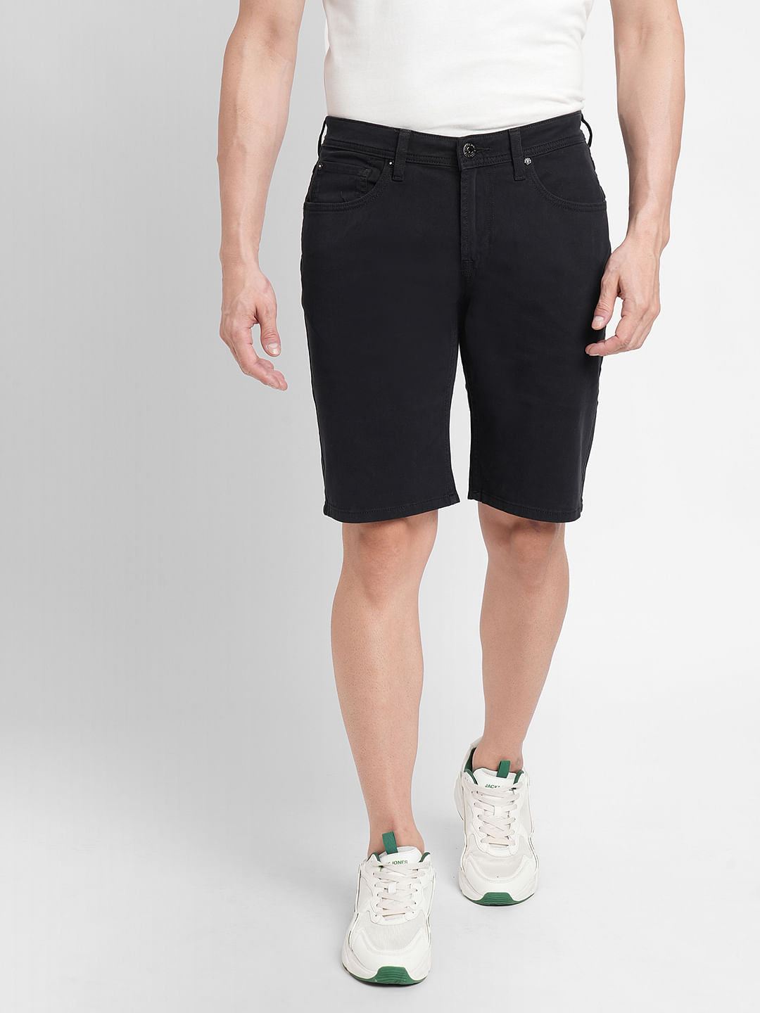 Black Low Rise Denim Shorts