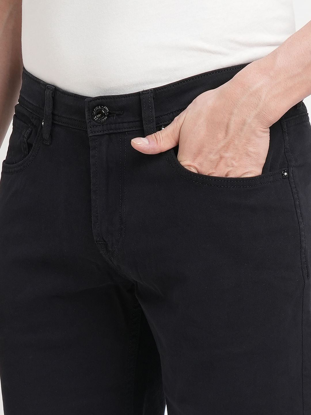 Black Low Rise Denim Shorts