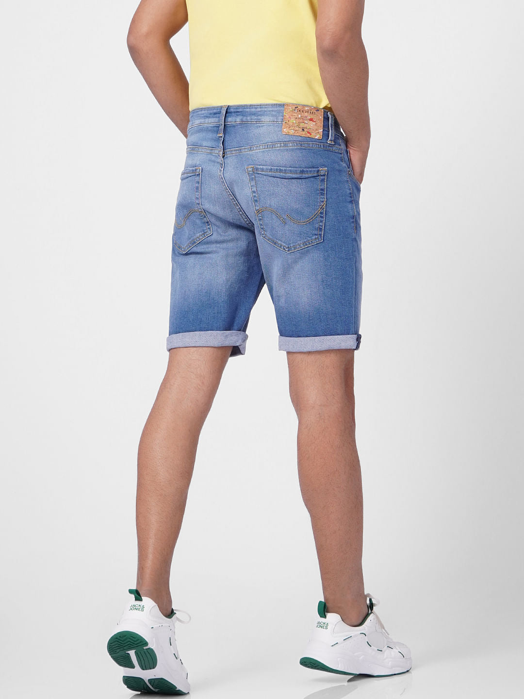 Light Blue Low Rise Washed Denim Shorts