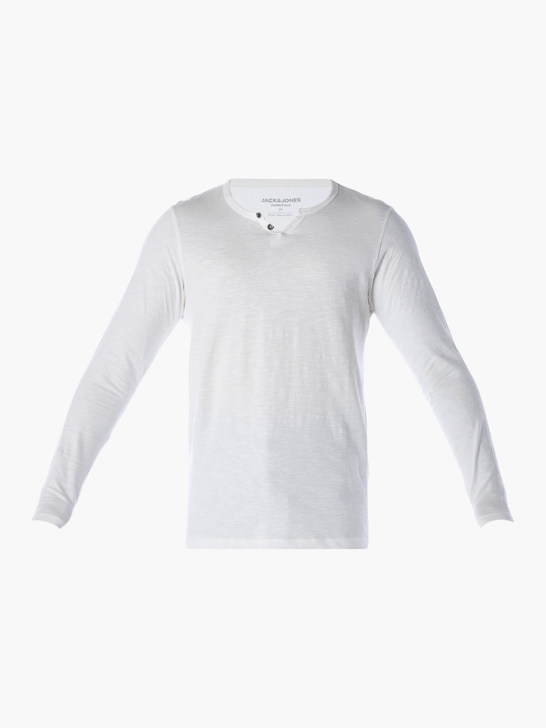 Split Neck Cotton T-shirt - White