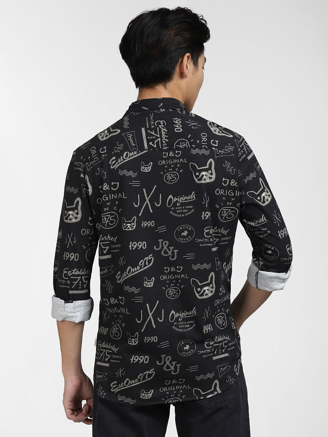 Black All Over Print Full Sleeves Shirt