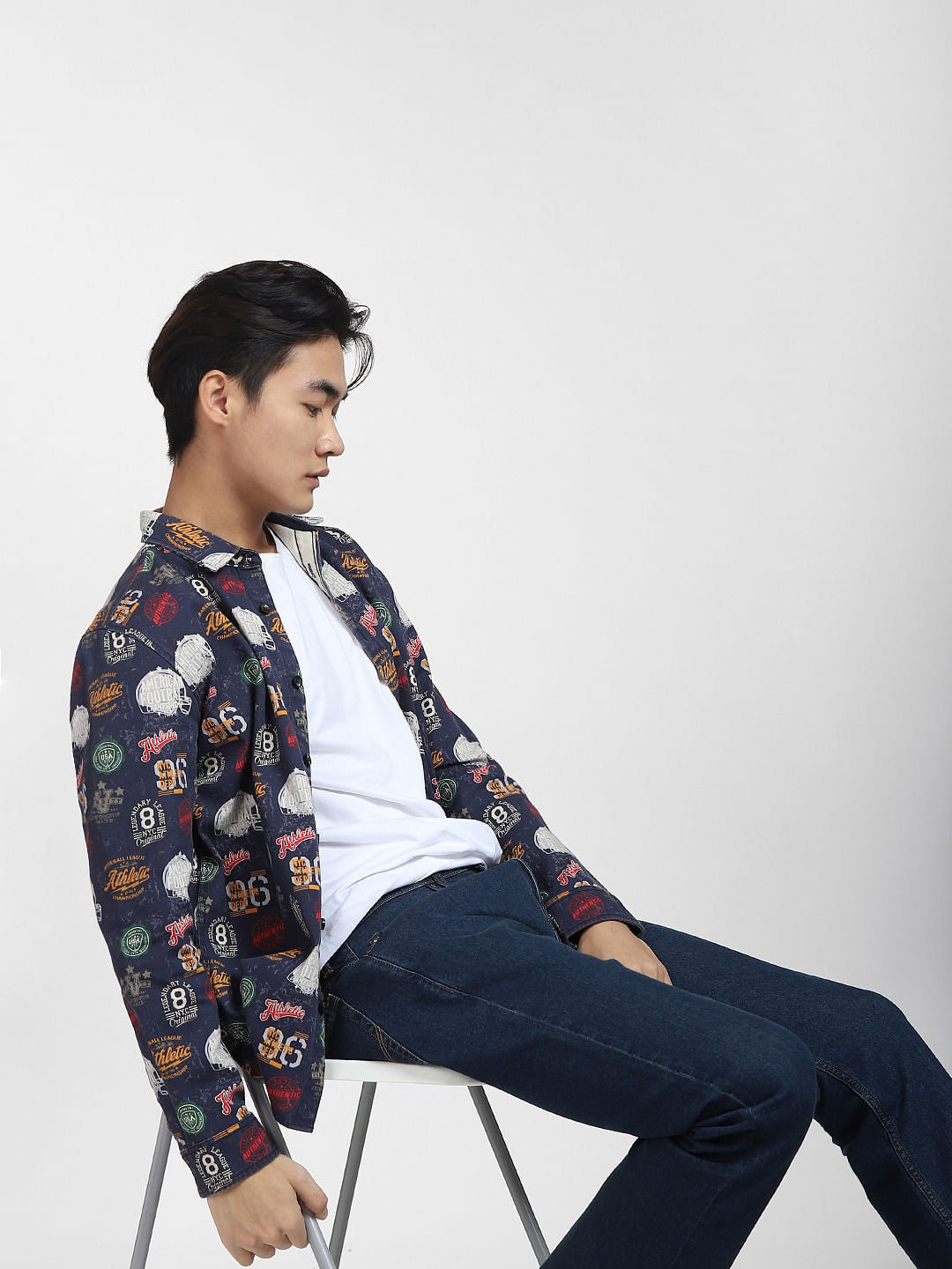 Blue Abstract Print Full Sleeves Shirt