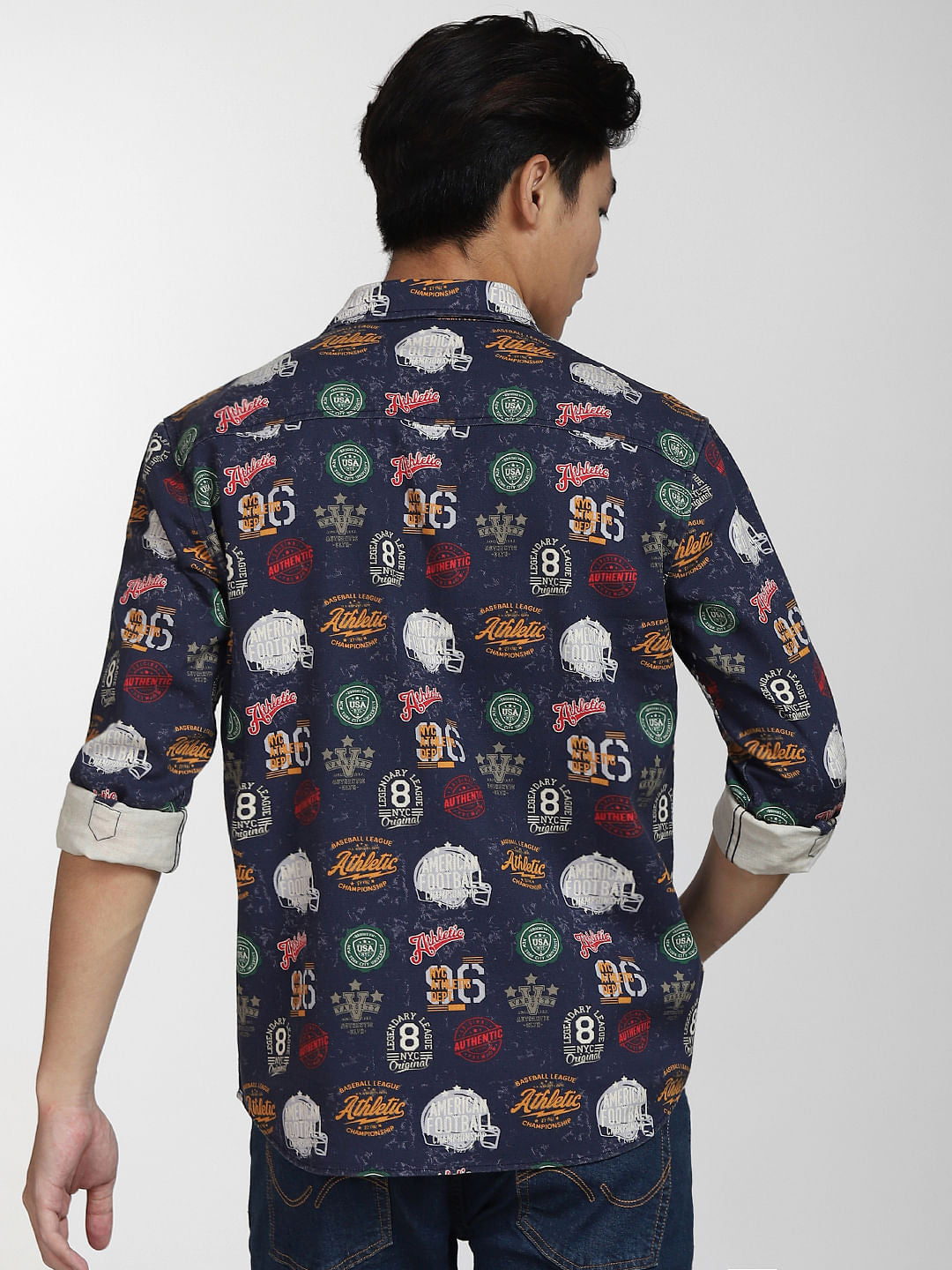 Blue Abstract Print Full Sleeves Shirt