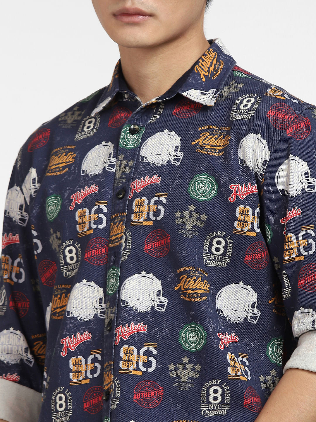 Blue Abstract Print Full Sleeves Shirt