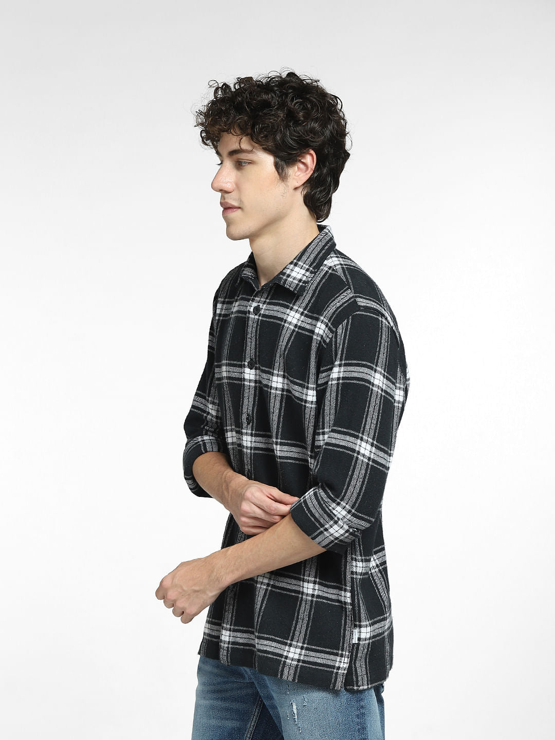 Black Check Full Sleeves Shirt
