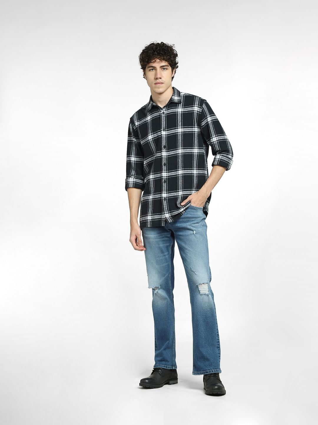 Black Check Full Sleeves Shirt
