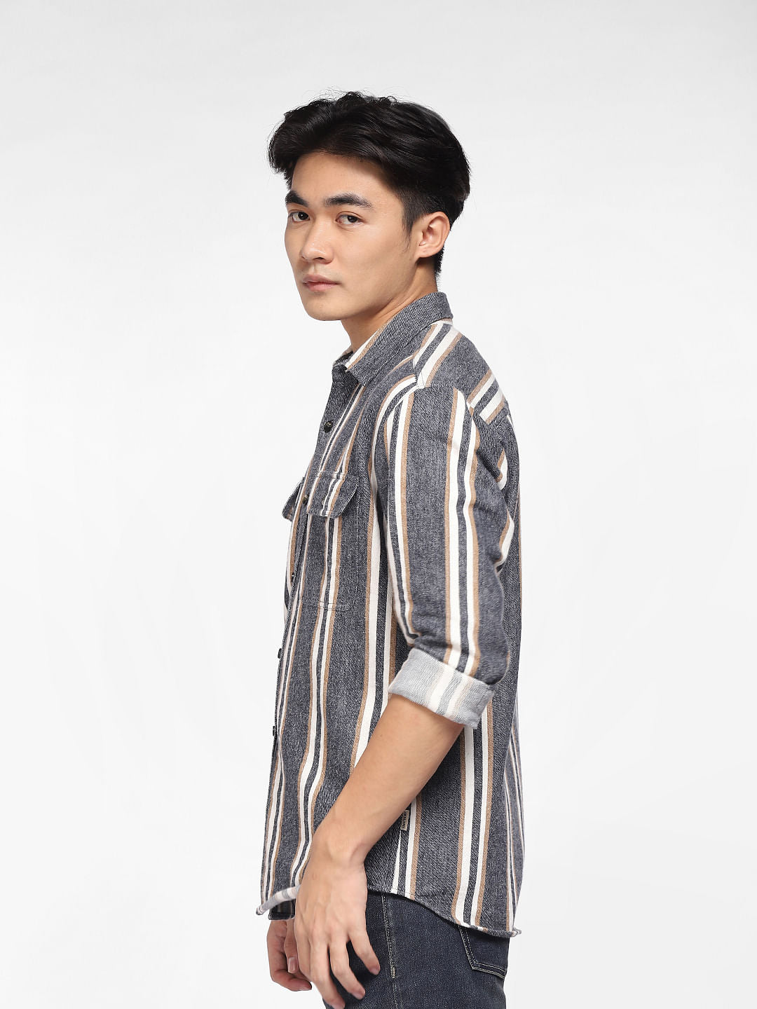 Blue Striped Full Sleeves Shirt
