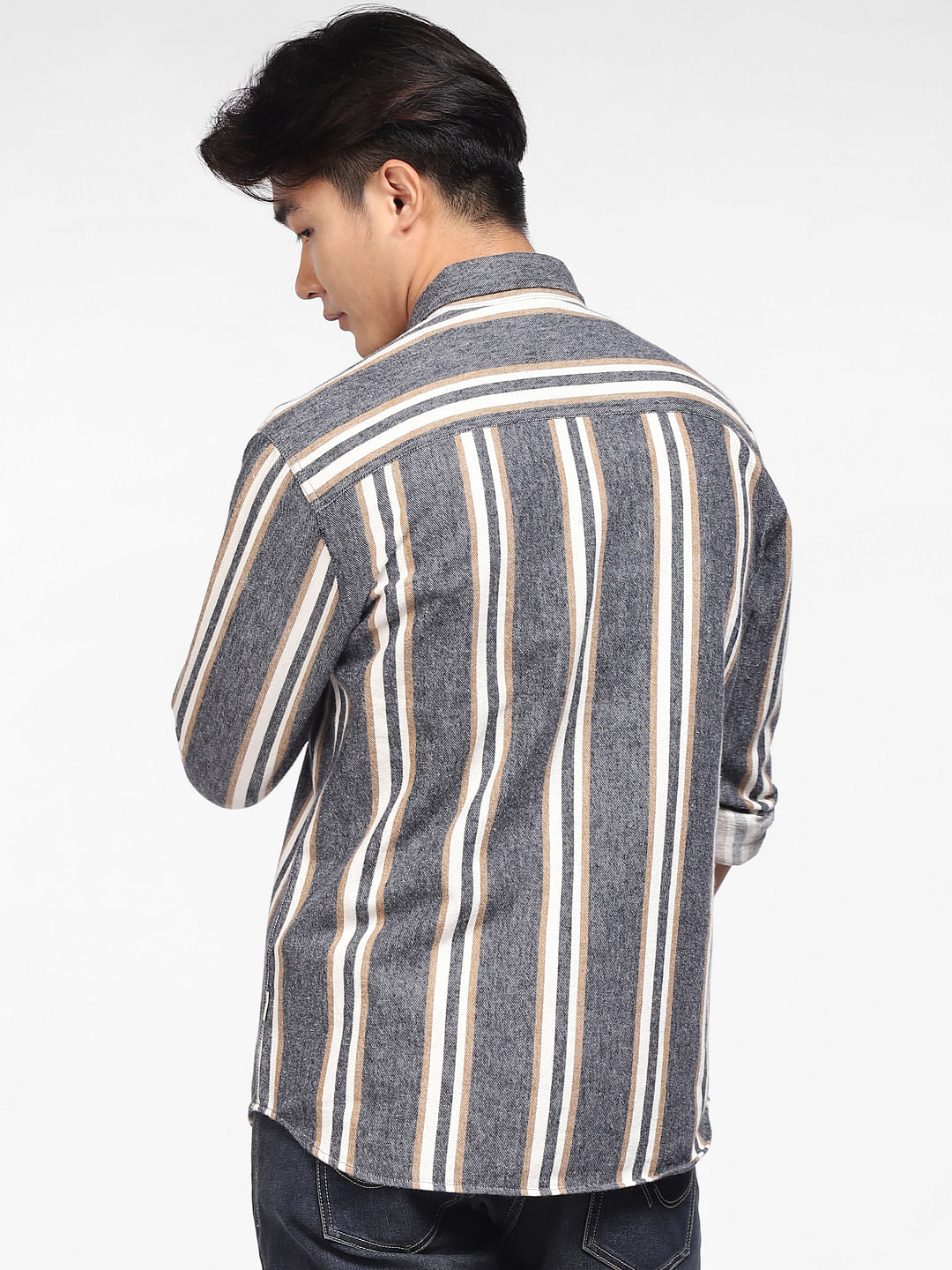 Blue Striped Full Sleeves Shirt