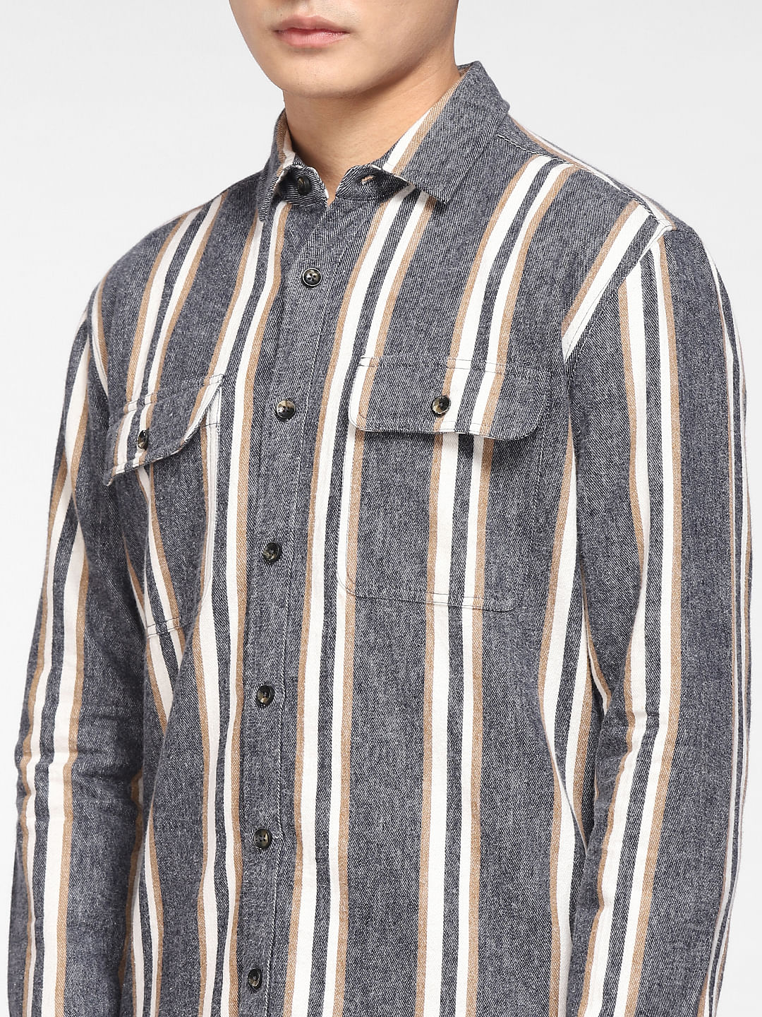 Blue Striped Full Sleeves Shirt