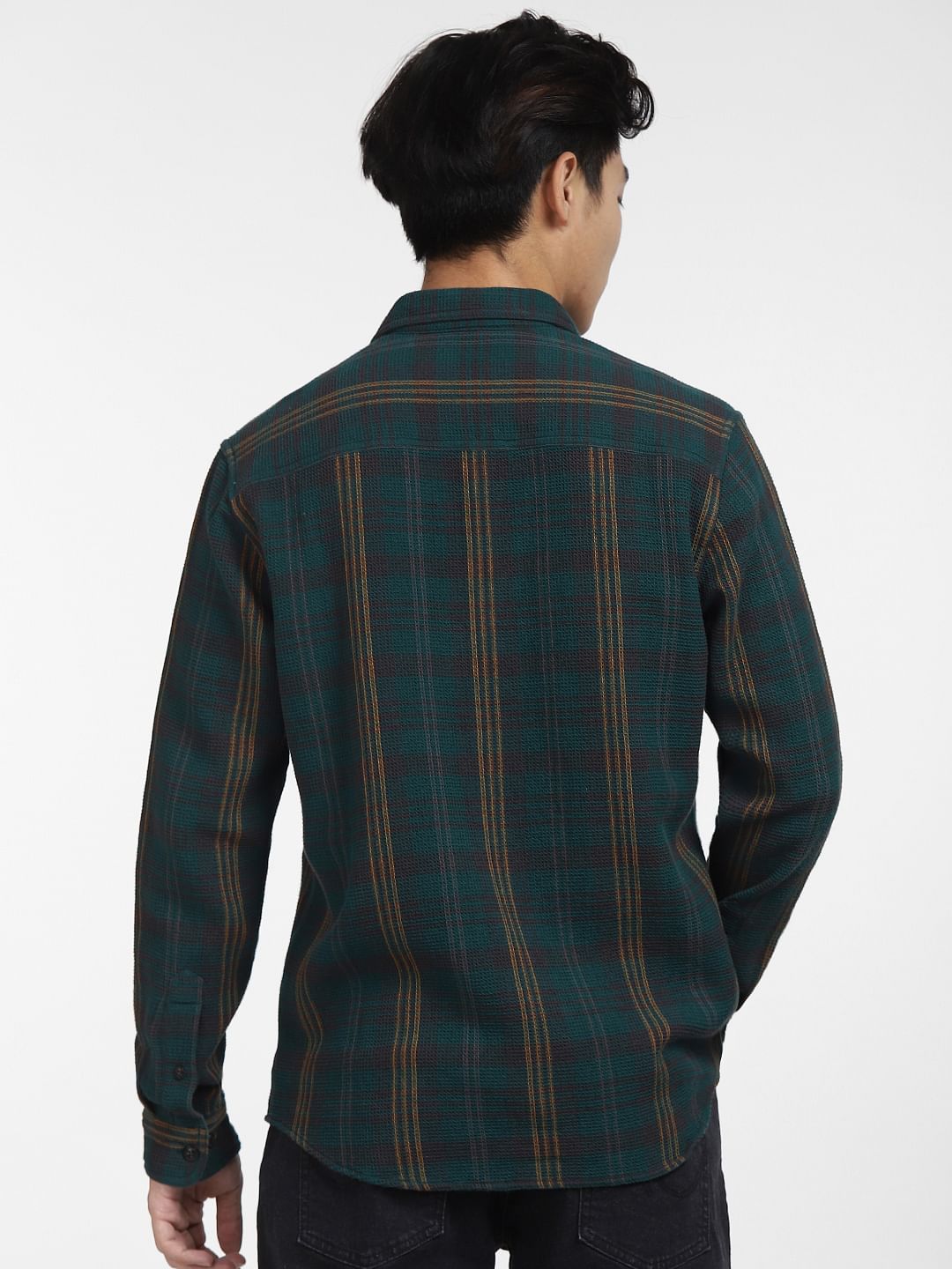 Dark Green Check Full Sleeves Shirt