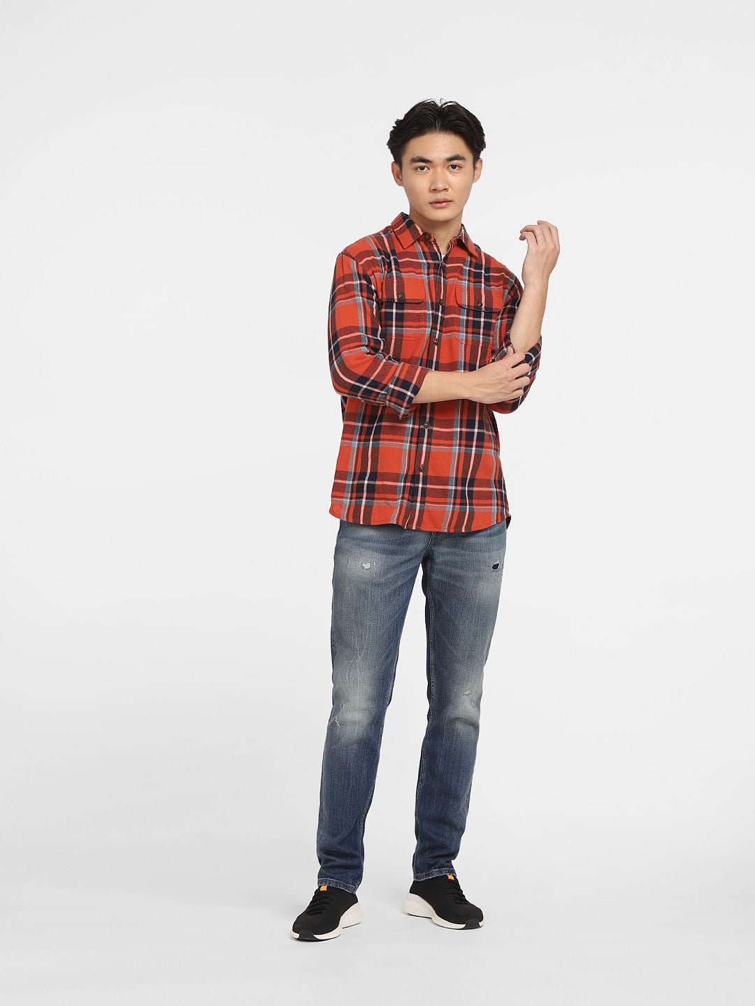 Red Check Print Full Sleeves Shirt