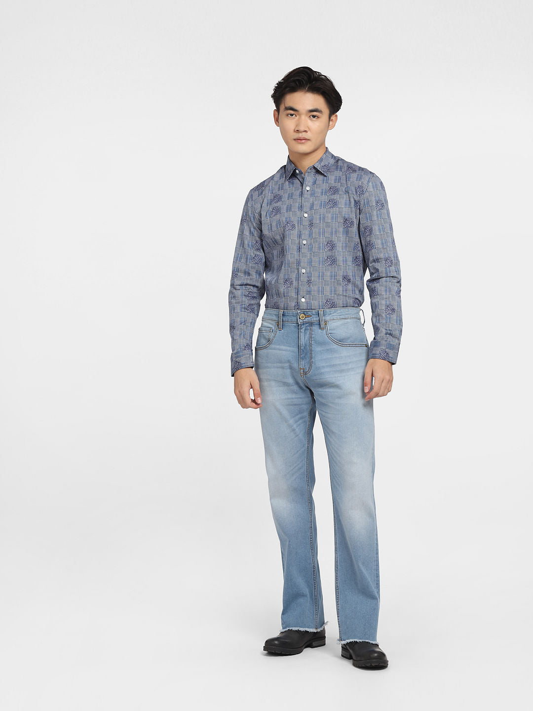 Blue Printed Full Sleeves Shirt