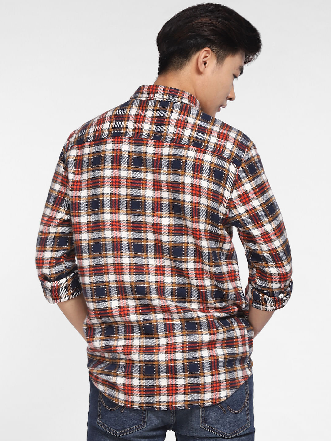 Brown Check Print Full Sleeves Shirt