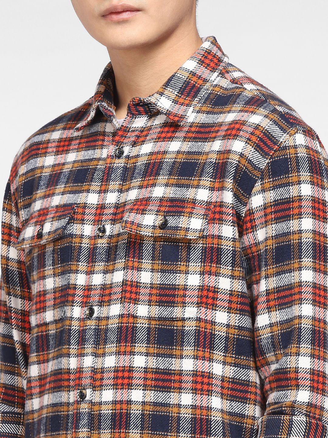 Brown Check Print Full Sleeves Shirt