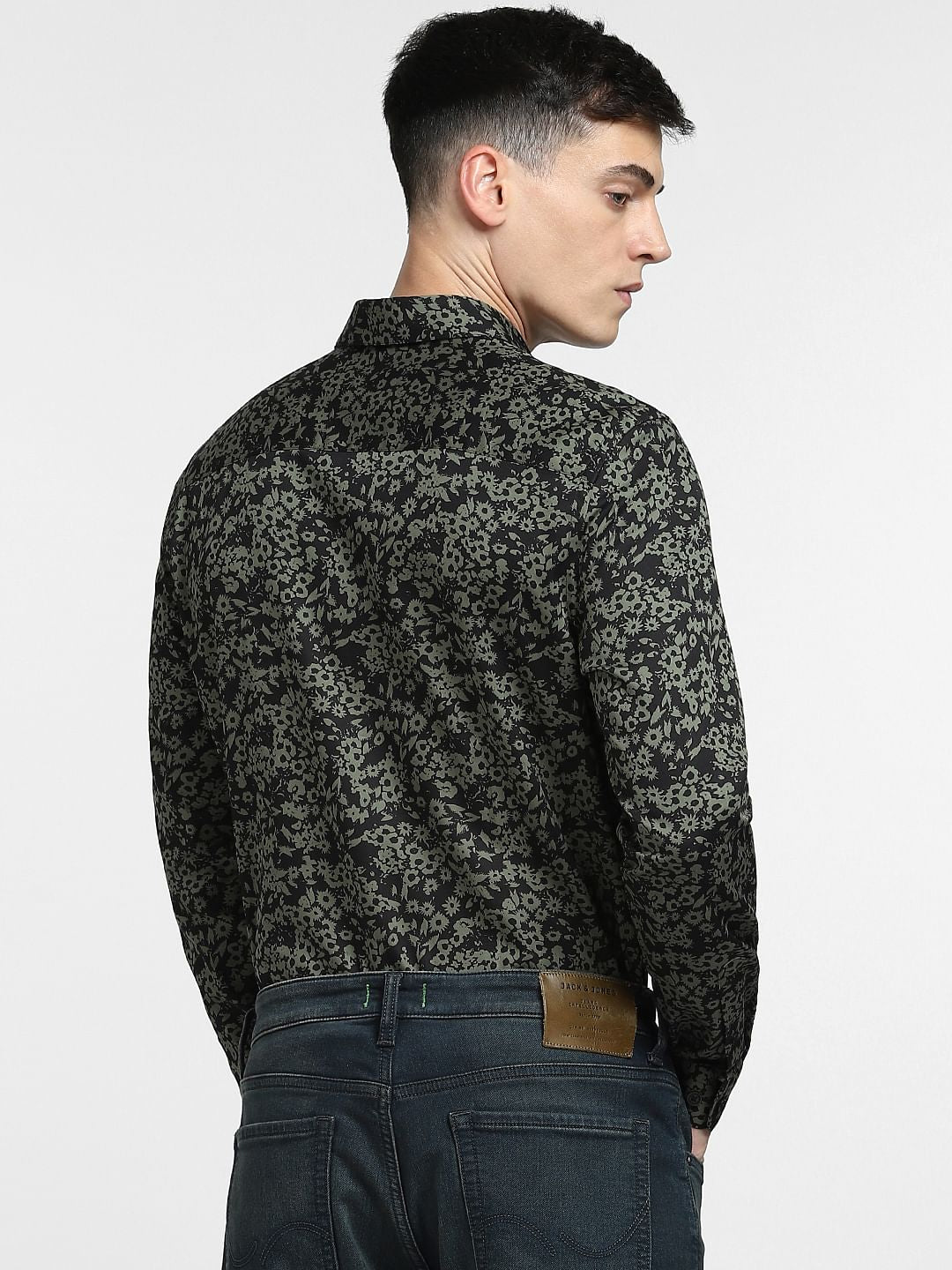 Green Floral Print Full Sleeves Shirt