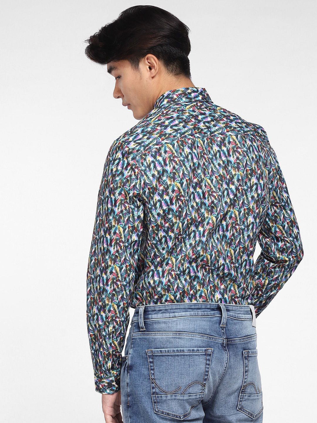 Blue Abstract Print Full Sleeves Shirt